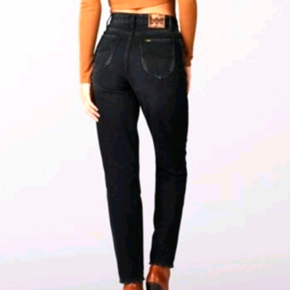 LEE Vintage Modern Washed Black Denim High Rise Straight Leg Jeans